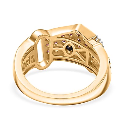 GP Orissa Rhodolite Garnet and Multi Gemstone 1.40 ctw Ring in 18K Vermeil Yellow Gold Over Sterling Silver (Size 8.0)