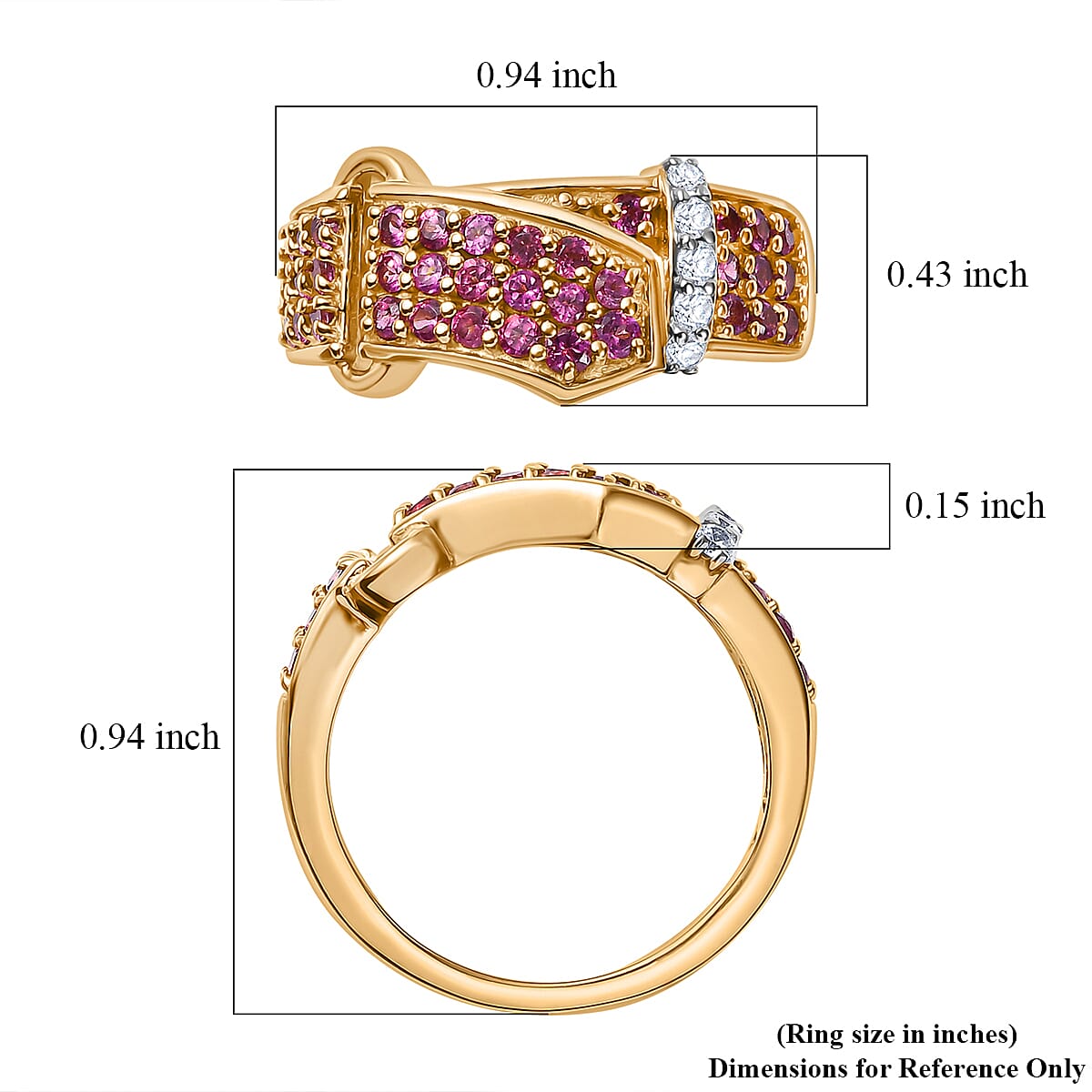 GP Orissa Rhodolite Garnet and Multi Gemstone 1.40 ctw Ring in 18K Vermeil Yellow Gold Over Sterling Silver (Size 8.0) image number 6