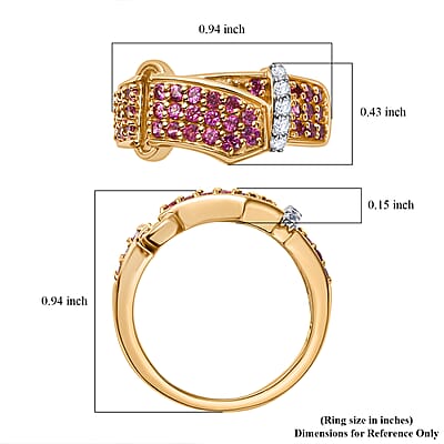 GP Orissa Rhodolite Garnet and Multi Gemstone 1.40 ctw Ring in 18K Vermeil Yellow Gold Over Sterling Silver (Size 8.0)