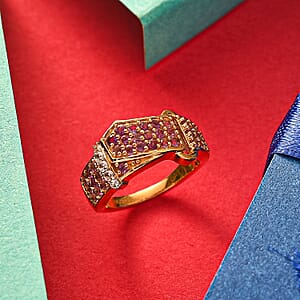 GP African Amethyst and Multi Gemstone 0.90 ctw Ring in 18K Vermeil Yellow Gold Over Sterling Silver (Size 7.5)