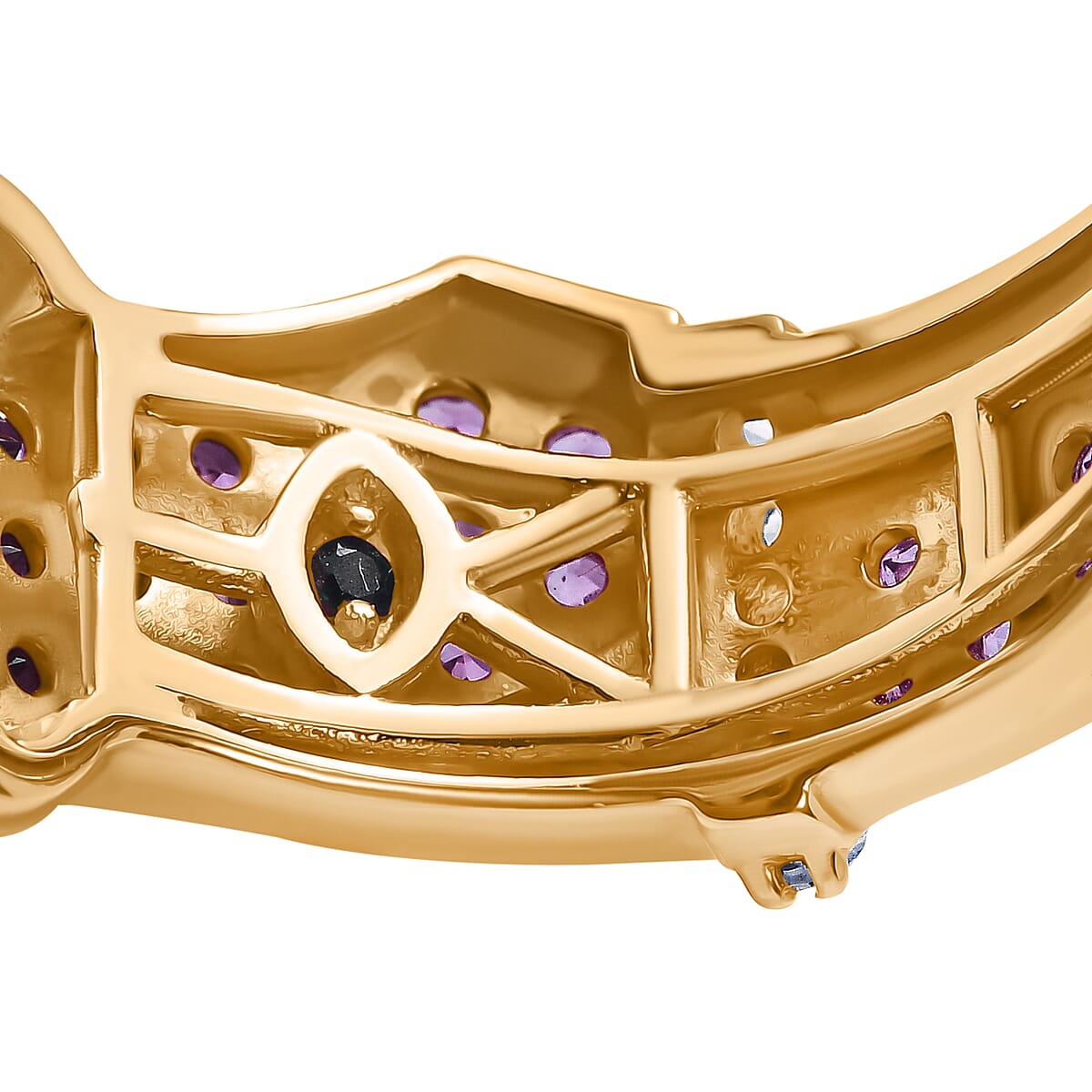 GP African Amethyst and Multi Gemstone 0.90 ctw Ring in 18K Vermeil Yellow Gold Over Sterling Silver (Size 7.5) image number 5