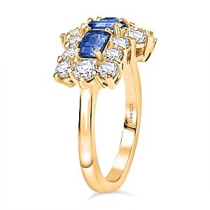 D'Joy Kashmir Kyanite and White Zircon 1.60 ctw Ring in 18K YG Plated Sterling Silver (Size 7.0)