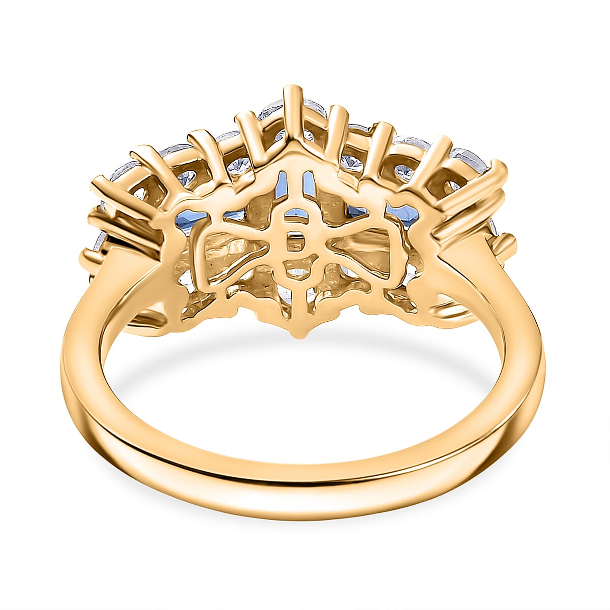 D'Joy Kashmir Kyanite and White Zircon 1.60 ctw Ring in 18K YG Plated Sterling Silver (Size 7.0) image number 4