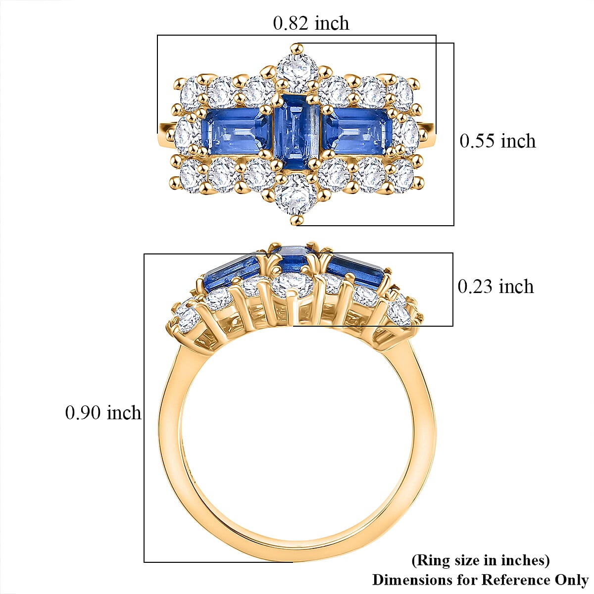 D'Joy Kashmir Kyanite and White Zircon 1.60 ctw Ring in 18K YG Plated Sterling Silver (Size 7.0) image number 5