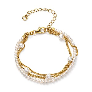 D'Joy Premium Freshwater Pearl Bracelet in 18K Vermeil Yellow Gold Over Sterling Silver (6.50-8.50In)