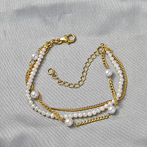 D'Joy Premium Freshwater Pearl Bracelet in 18K Vermeil Yellow Gold Over Sterling Silver (6.50-8.50In)