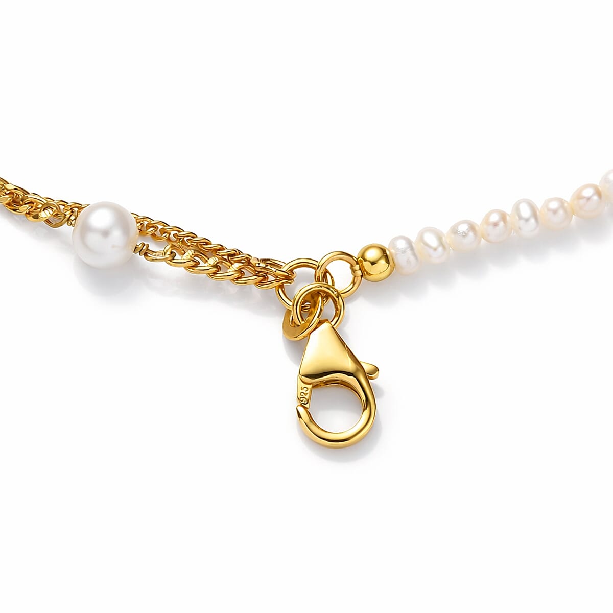 D'Joy Premium Freshwater Pearl Bracelet in 18K Vermeil Yellow Gold Over Sterling Silver (6.50-8.50In) image number 4