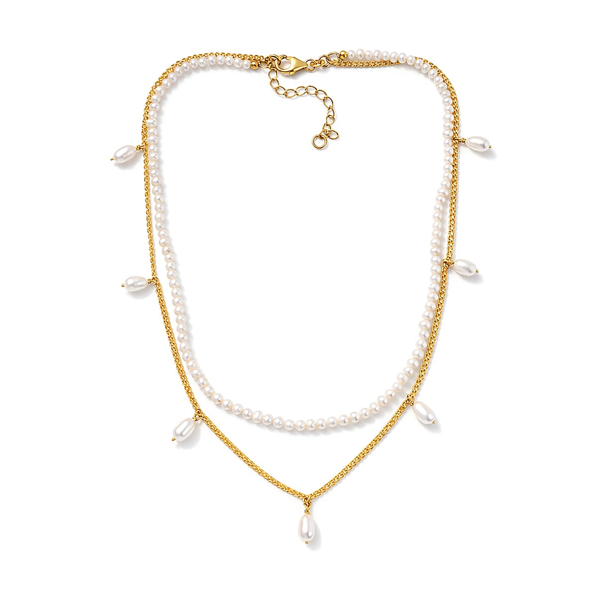 D'Joy Premium Freshwater Pearl Necklace in 18K Vermeil Yellow Gold Over Sterling Silver 14-16 Inches  image number 3