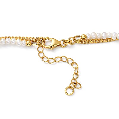 D'Joy Premium Freshwater Pearl Necklace in 18K Vermeil Yellow Gold Over Sterling Silver 14-16 Inches