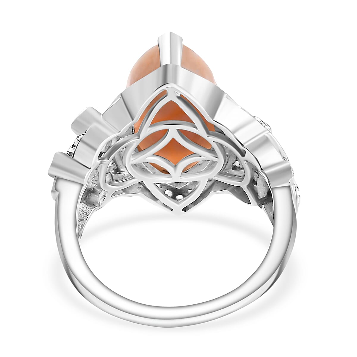D'Joy Premium Natrolite, White and Champagne Zircon 6.50 ctw Ring in Rhodium Over Sterling Silver (Size 8.0) image number 4