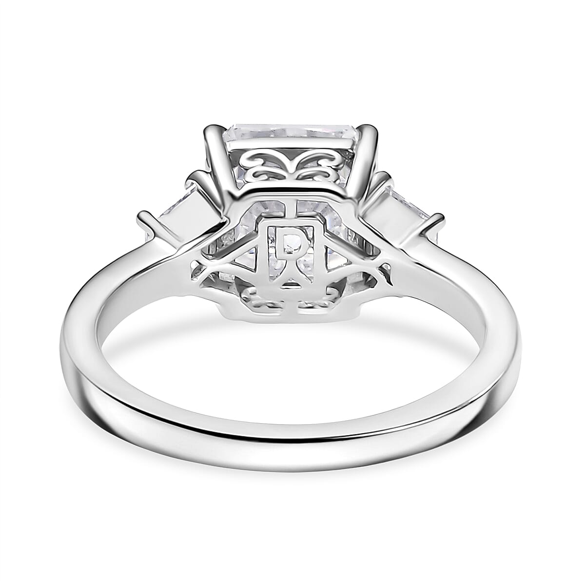 D'Joy Radiant Cut Moissanite 2.90 ctw Solitaire Ring in Rhodium Over Sterling Silver (Size 9.0) image number 4