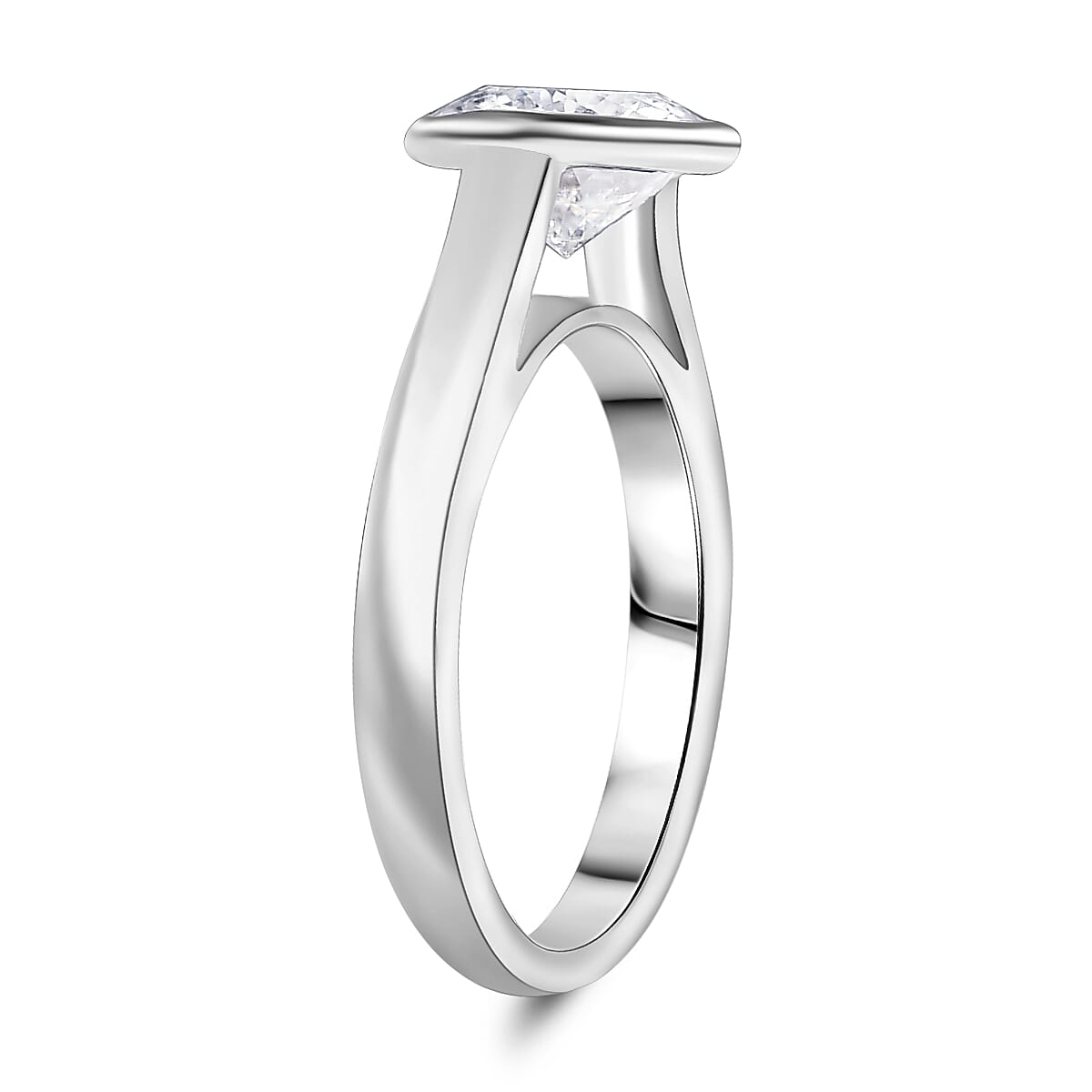 120 Facet Moissanite 1.80 ctw Solitaire Ring in Rhodium Over Sterling Silver (Size 8.0)