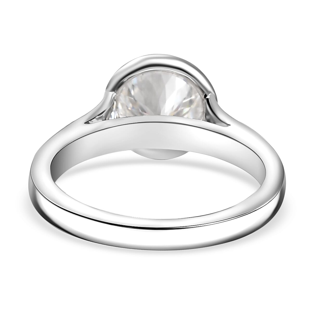 120 Facet Moissanite 1.80 ctw Solitaire Ring in Rhodium Over Sterling Silver (Size 8.0) image number 4