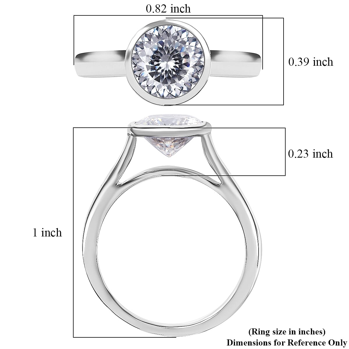 120 Facet Moissanite 1.80 ctw Solitaire Ring in Rhodium Over Sterling Silver (Size 8.0)
