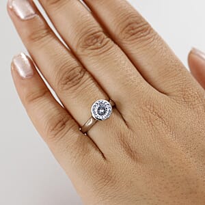 120 Facet Moissanite 1.80 ctw Solitaire Ring in Rhodium Over Sterling Silver (Size 9.0)