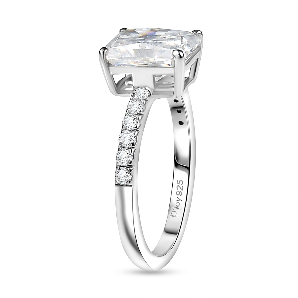 D'Joy Moissanite 2.60 ctw Ring in Rhodium Over Sterling Silver (Size 6.5)
