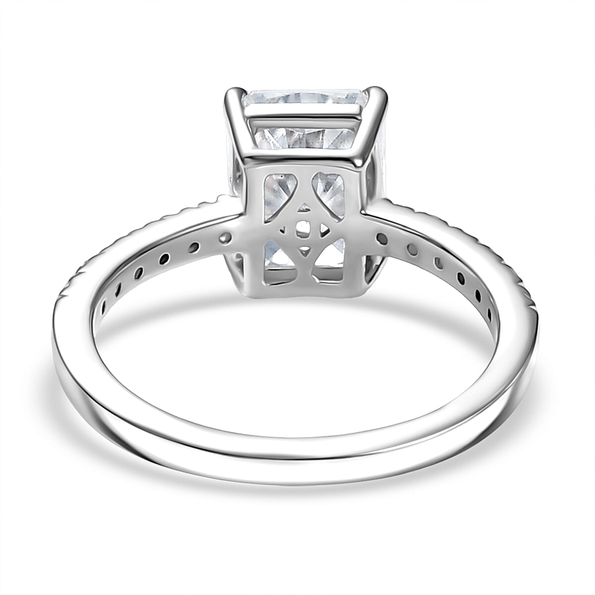 D'Joy Moissanite 2.60 ctw Ring in Rhodium Over Sterling Silver (Size 6.5)