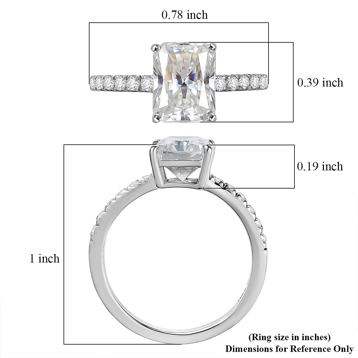 D'Joy Moissanite 2.60 ctw Ring in Rhodium Over Sterling Silver (Size 6.5)