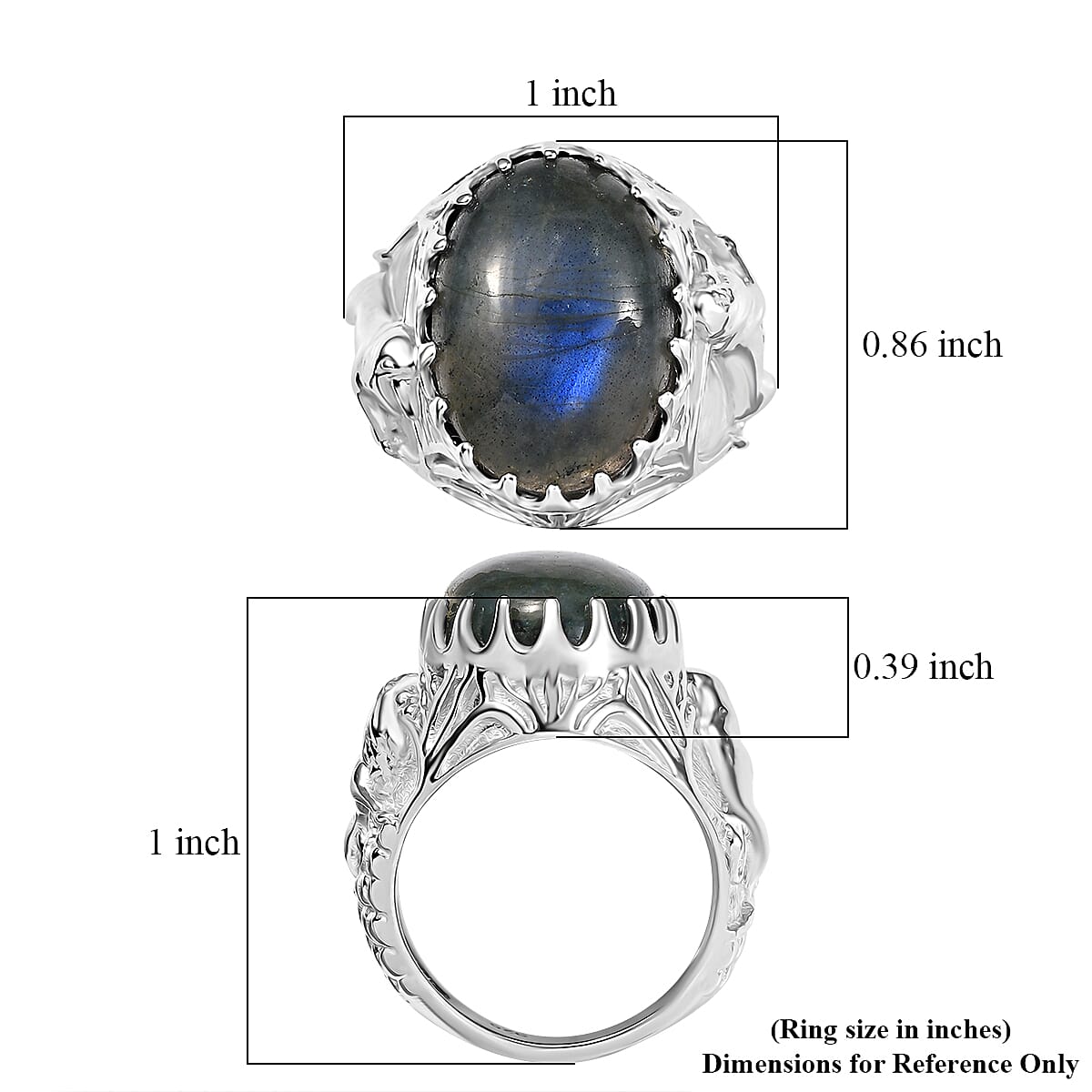AAA Malagasy Labradorite 13.25 ctw Solitaire Ring in Rhodium Over Sterling Silver (Size 8.0) image number 5
