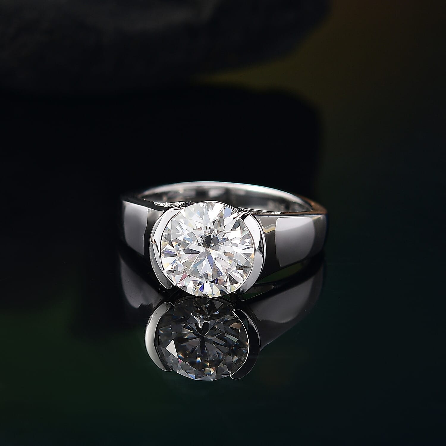 Moissanite 3.00 ctw Solitaire Ring in Rhodium Over Sterling Silver (Size 8.0)