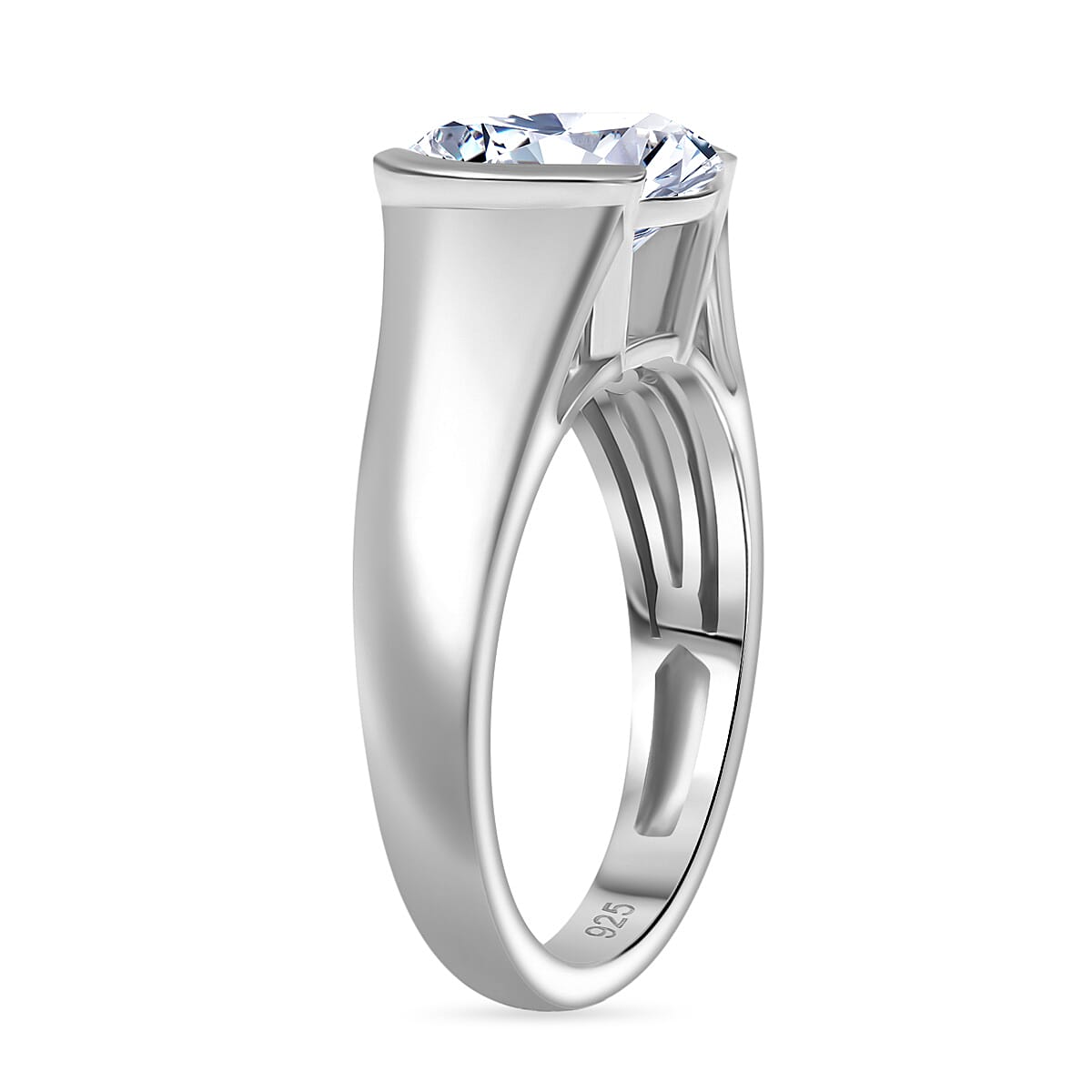 Moissanite 3.00 ctw Solitaire Ring in Rhodium Over Sterling Silver (Size 8.0)