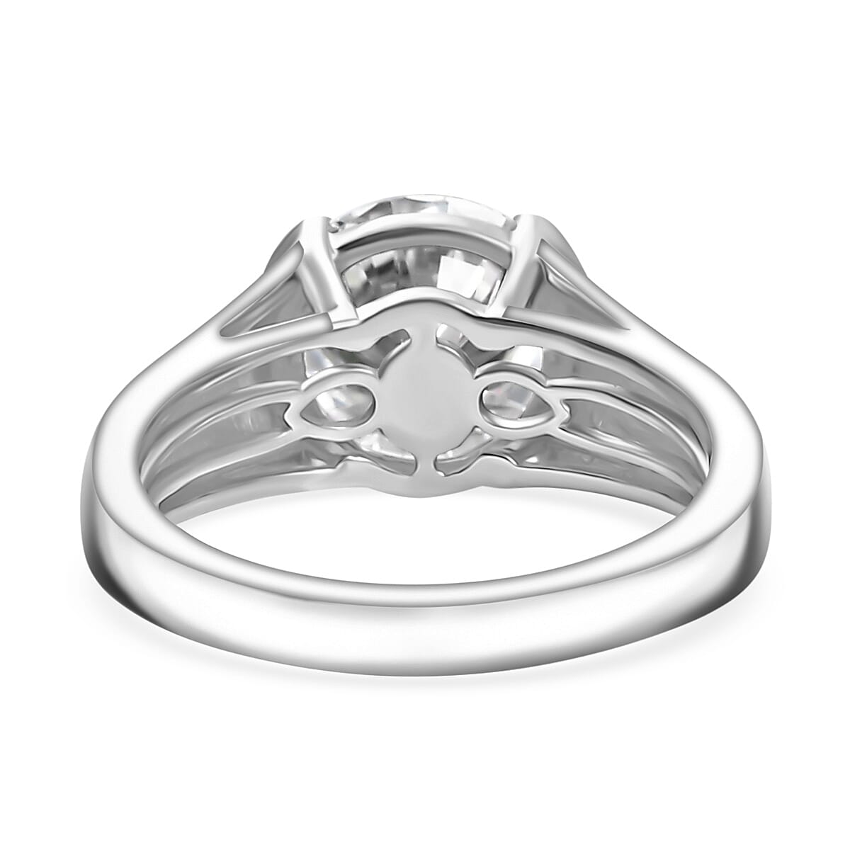 Moissanite 3.00 ctw Solitaire Ring in Rhodium Over Sterling Silver (Size 8.0) image number 4