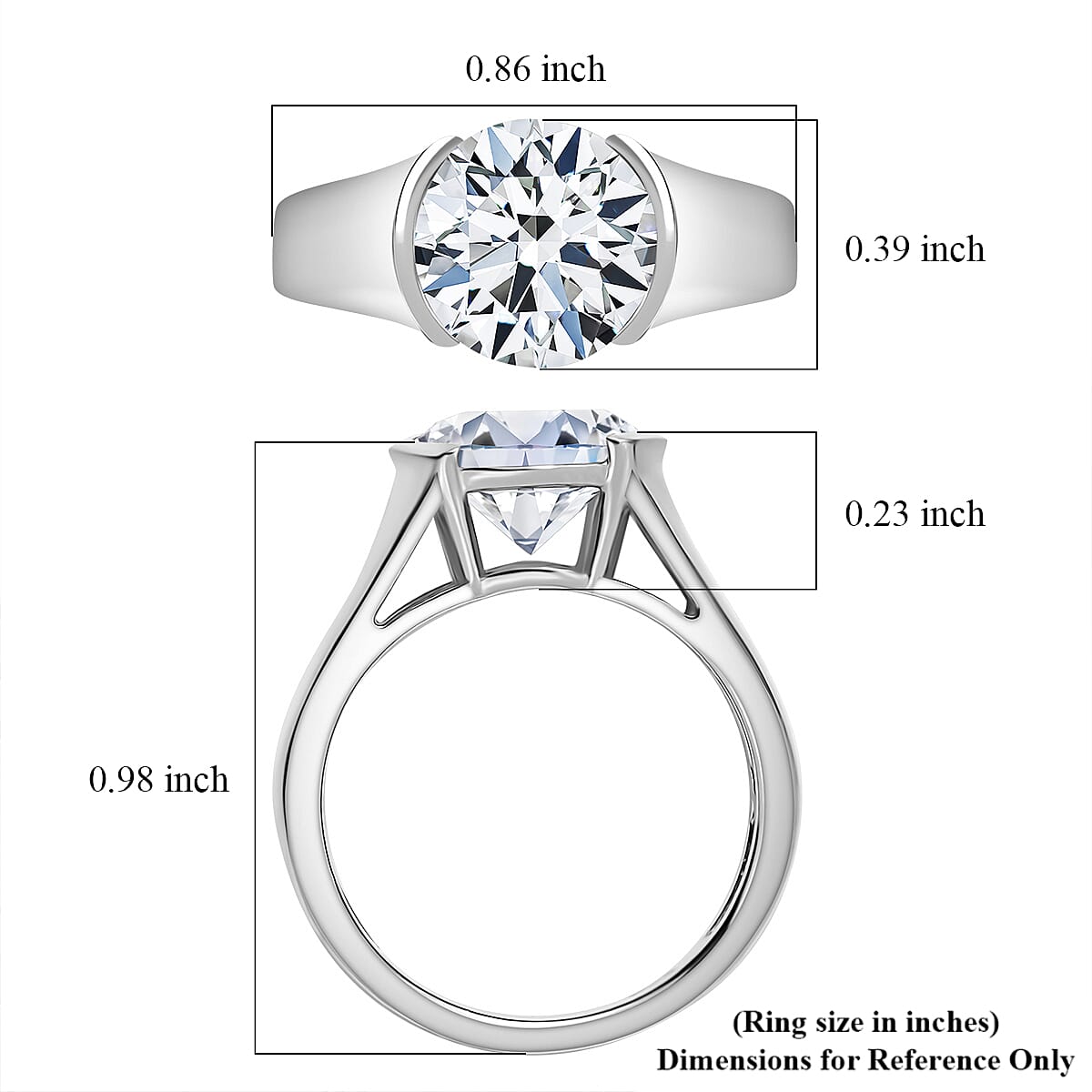 Moissanite 3.00 ctw Solitaire Ring in Rhodium Over Sterling Silver (Size 8.0)