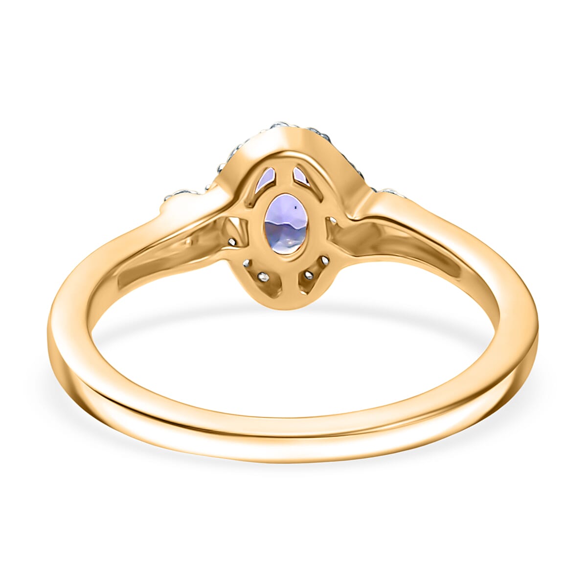 Tanzanite and White Zircon 0.65 ctw Ring in 18K Vermeil Yellow Gold Over Sterling Silver (Size 9.0)