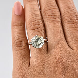Montezuma Prasiolite 5.90 ctw Ring in Rhodium Over Sterling Silver (Size 9.0)