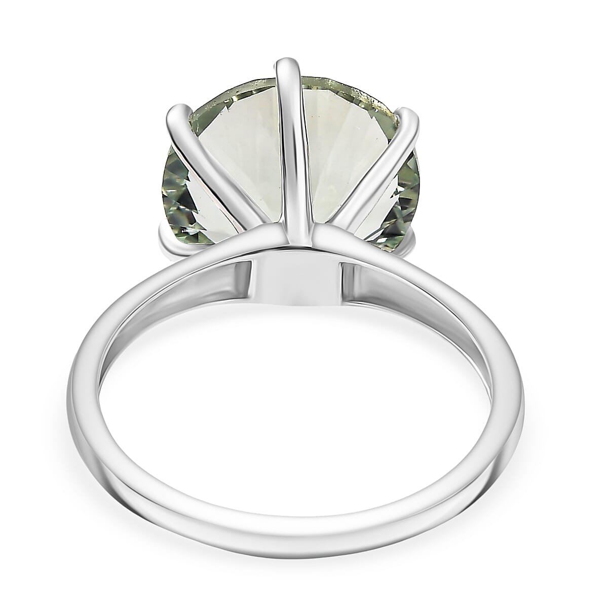 Montezuma Prasiolite 5.90 ctw Ring in Rhodium Over Sterling Silver (Size 9.0)