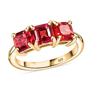 Lab Created Padparadscha Sapphire 2.85 ctw Ring in 18K YG Plated Sterling Silver (Size 9.0)
