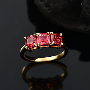 Lab Created Padparadscha Sapphire 2.85 ctw Ring in 18K YG Plated Sterling Silver (Size 9.0)