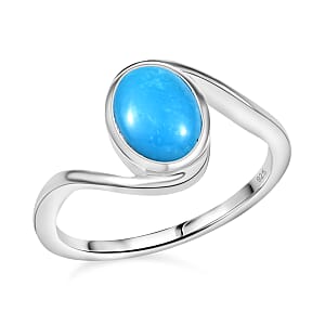 Premium Sleeping Beauty Turquoise 1.30 ctw Solitaire Ring in Rhodium Over Sterling Silver (Size 8.0)