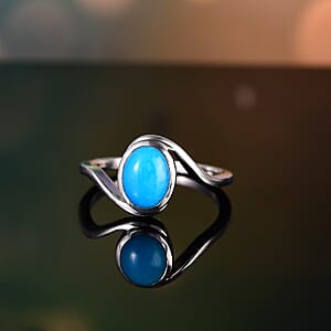 Premium Sleeping Beauty Turquoise 1.30 ctw Solitaire Ring in Rhodium Over Sterling Silver (Size 8.0)