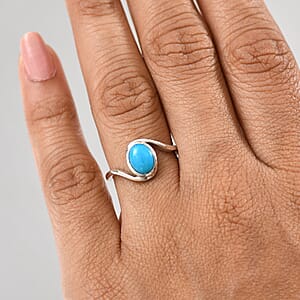 Premium Sleeping Beauty Turquoise 1.30 ctw Solitaire Ring in Rhodium Over Sterling Silver (Size 8.0)