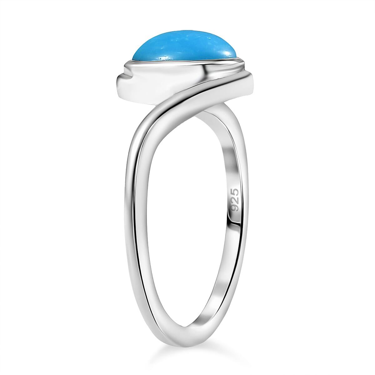 Premium Sleeping Beauty Turquoise 1.30 ctw Solitaire Ring in Rhodium Over Sterling Silver (Size 8.0) image number 3