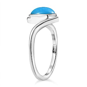 Premium Sleeping Beauty Turquoise 1.30 ctw Solitaire Ring in Rhodium Over Sterling Silver (Size 8.0)