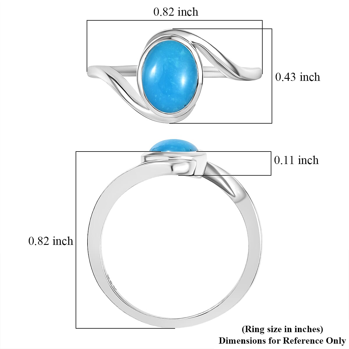 Premium Sleeping Beauty Turquoise 1.30 ctw Solitaire Ring in Rhodium Over Sterling Silver (Size 8.0) image number 5
