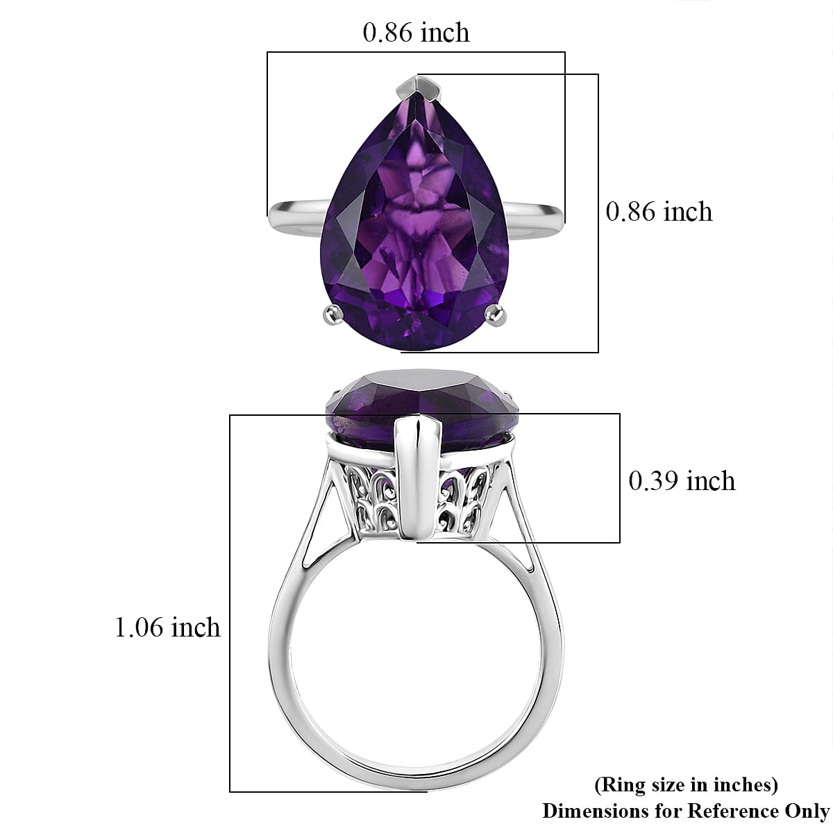 D'Joy AAA African Amethyst 11.30 ctw Ring in Rhodium Over Sterling Silver (Size 8.0) image number 5