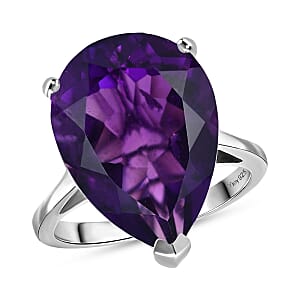 D'Joy AAA African Amethyst 11.30 ctw Ring in Rhodium Over Sterling Silver (Size 8.5)