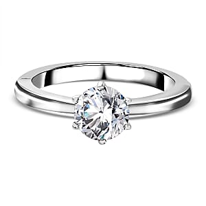 D'Joy 88 Facets Moissanite 1.00 ctw Ring in Rhodium Over Sterling Silver (Size 6.0)