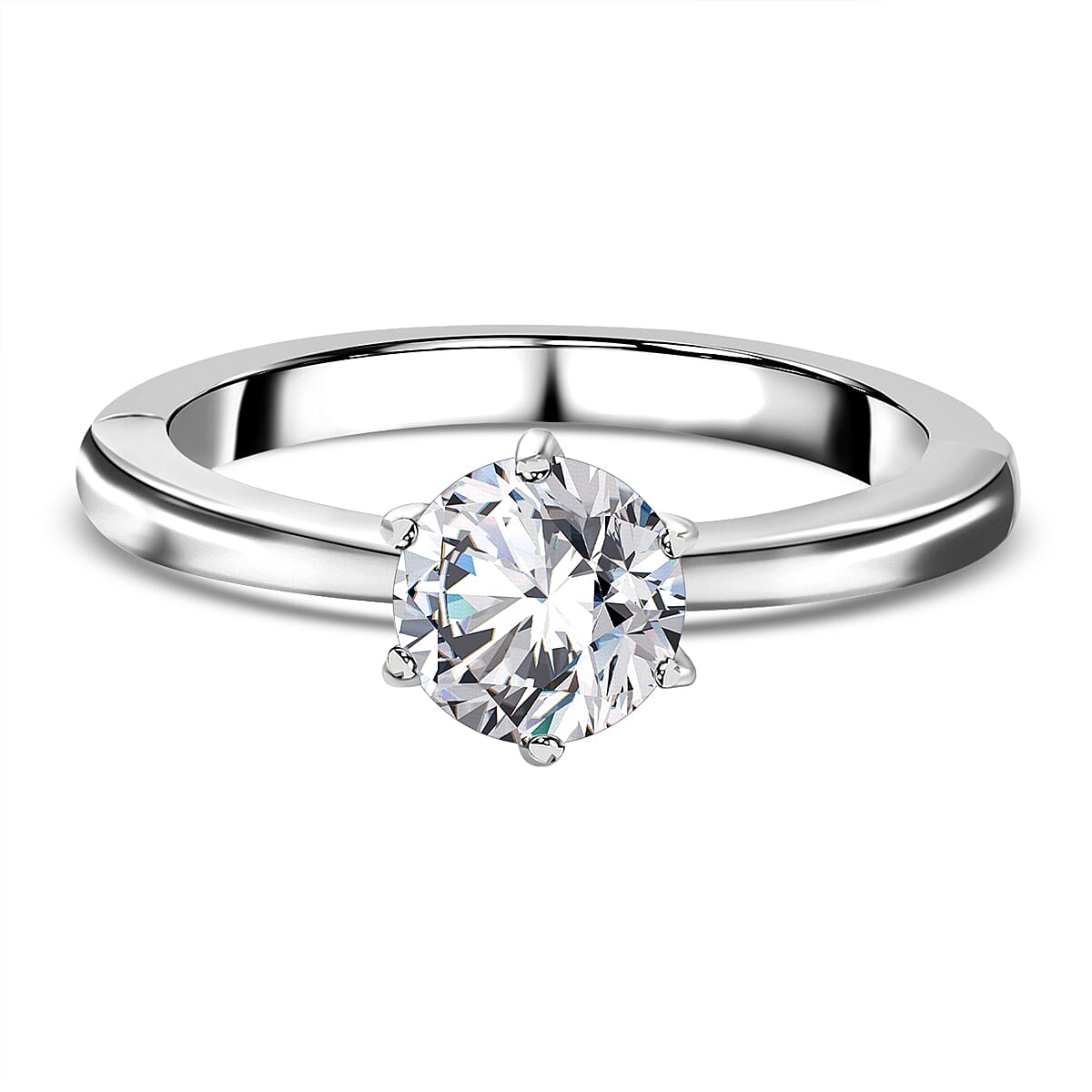 D'Joy 88 Facets Moissanite 1.00 ctw Ring in Rhodium Over Sterling Silver (Size 7.0)