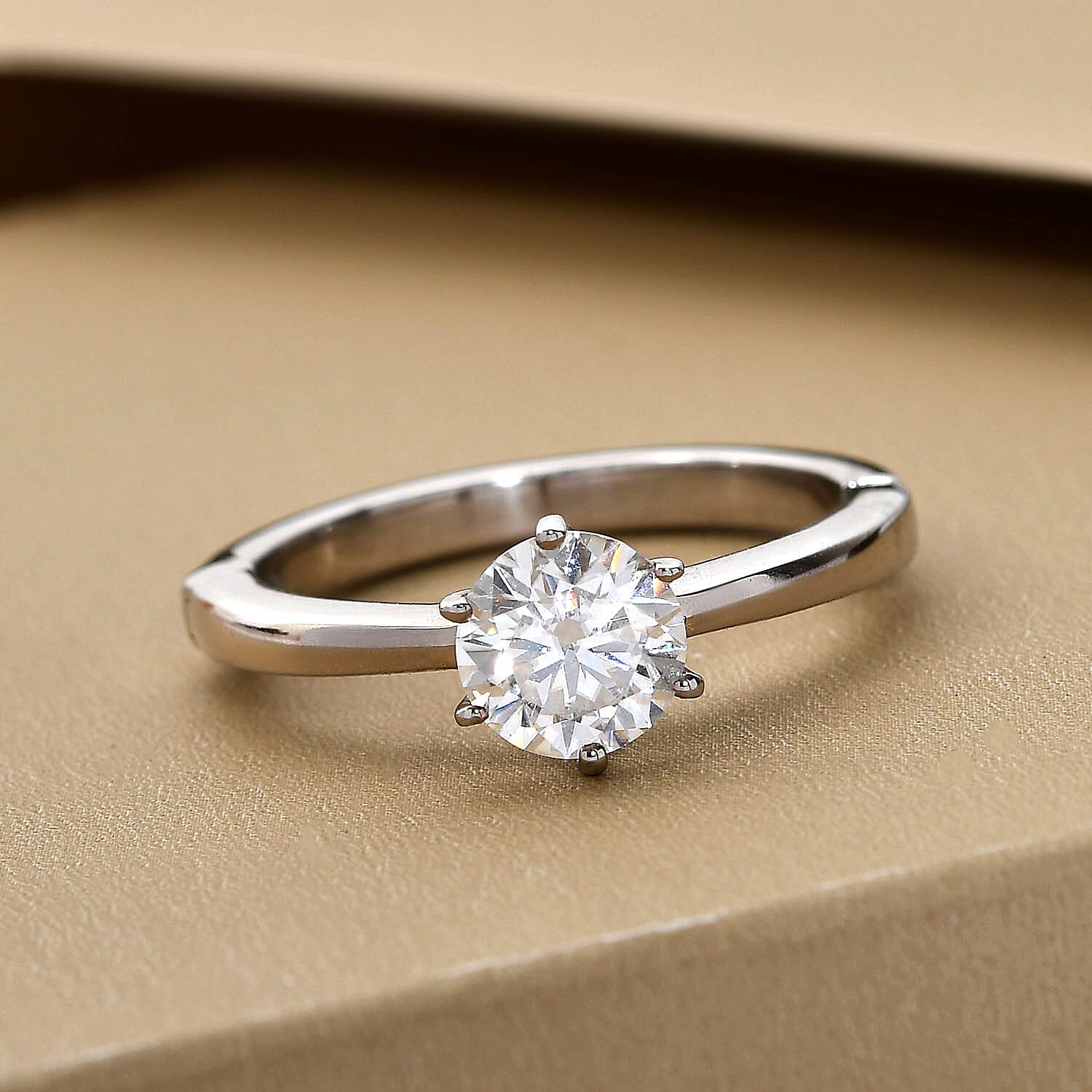 D'Joy 88 Facets Moissanite 1.00 ctw Ring in Rhodium Over Sterling Silver (Size 8.0)