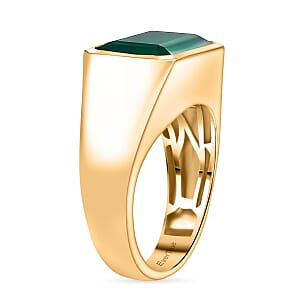 EverTrue Green Onyx 7.00 ctw Men's Ring in 18K Yellow Gold Plated (Size 9.0)