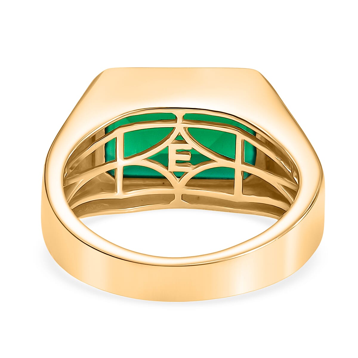 EverTrue Green Onyx 7.00 ctw Men's Ring in 18K Yellow Gold Plated (Size 10.5) image number 4