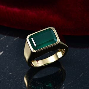 EverTrue Green Onyx 7.00 ctw Men's Ring in 18K Yellow Gold Plated (Size 11.0)