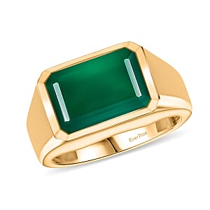 EverTrue Green Onyx 7.00 ctw Men's Ring in 18K Yellow Gold Plated (Size 12.5)
