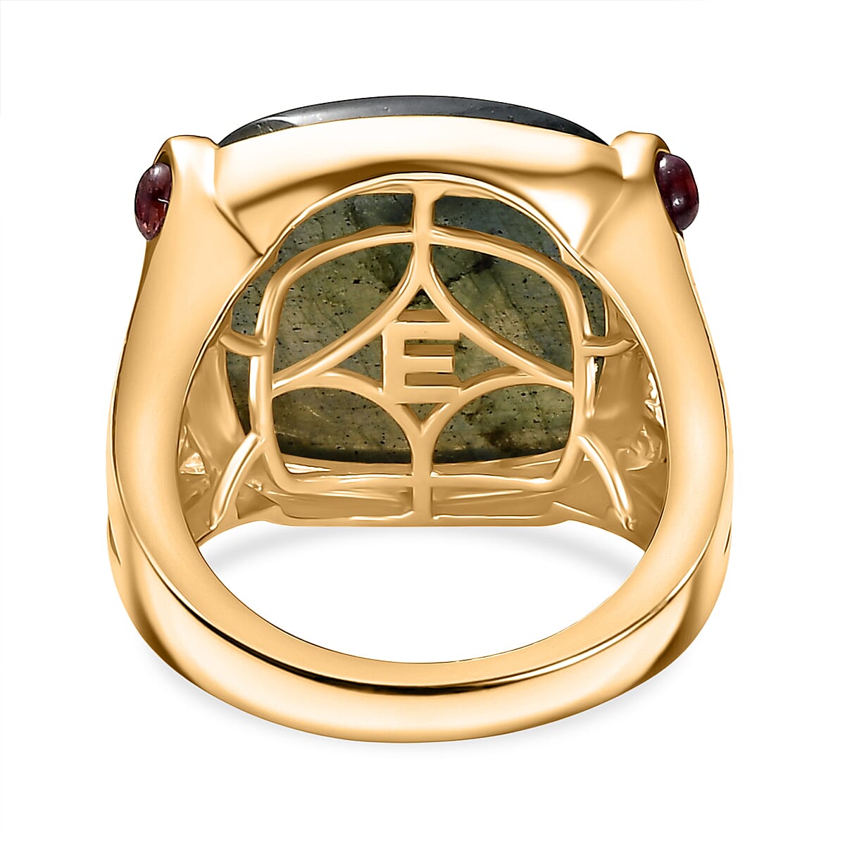 EverTrue AAA Malagasy Labradorite and Orissa Rhodolite Garnet 22.80 ctw Ring in 18K Yellow Gold Plated (Size 6.0) image number 4