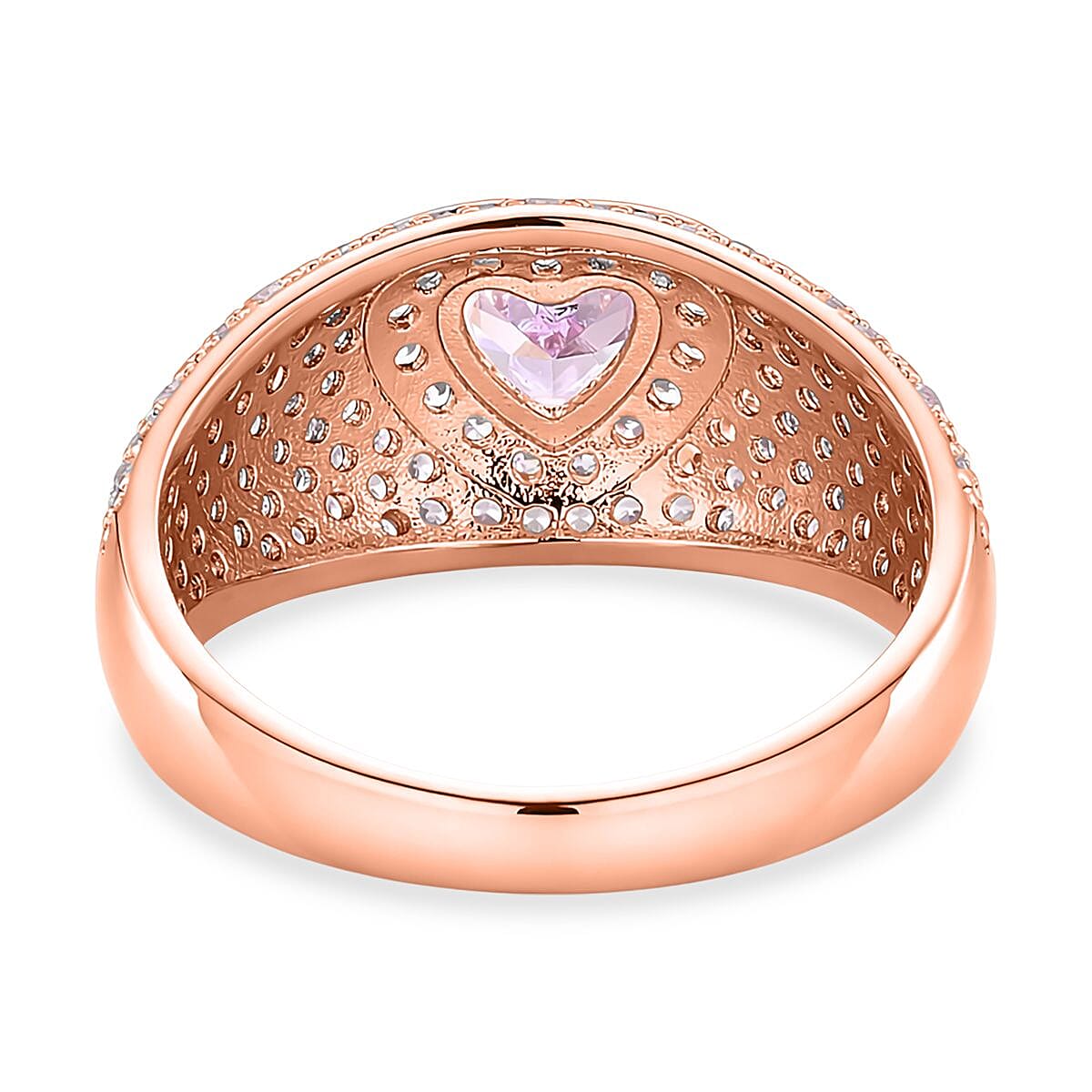 Simulated Pink and White Diamond Ring in in 18K RG Plated (Size 8.0)