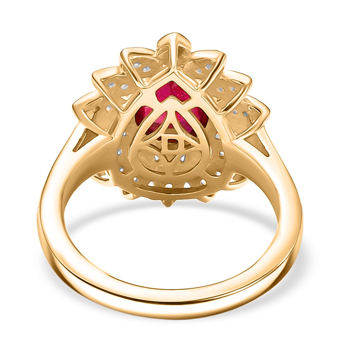D'Joy African Ruby (FF) and White Zircon 1.90 ctw Ring in 18K YG Plated Sterling Silver (Size 6.5) image number 4